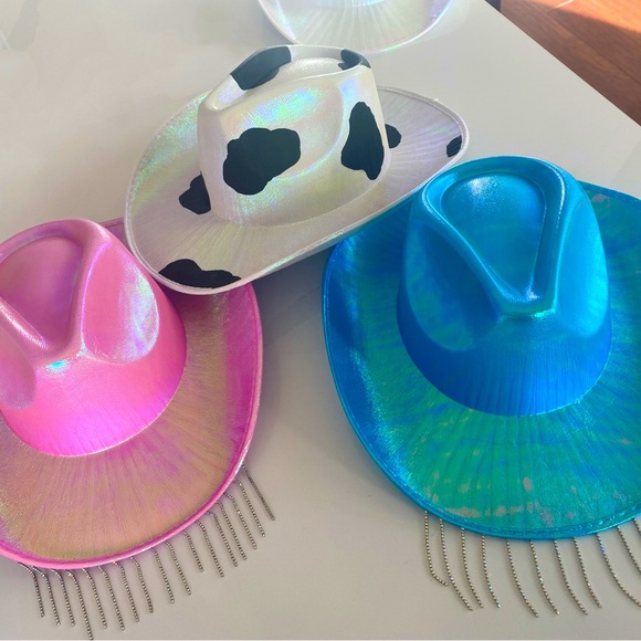 Cowgirl Hats (5) - holographic and rhinestones, hand painted